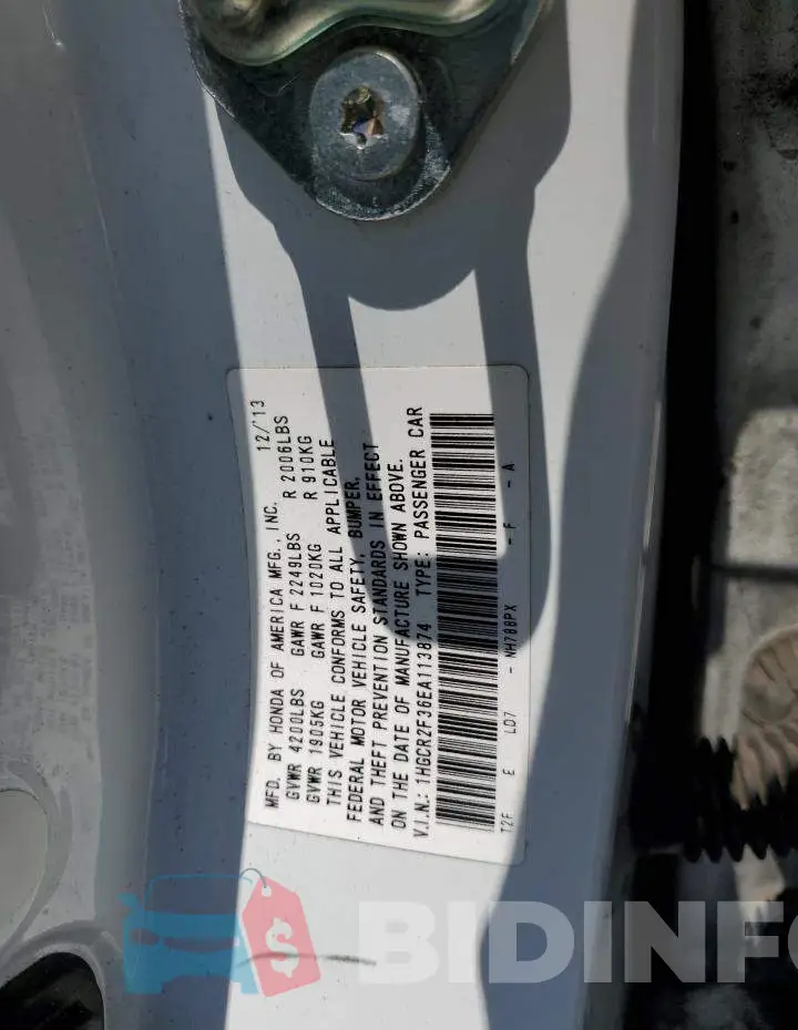 1HGCR2F36EA113874 Photo# 12
