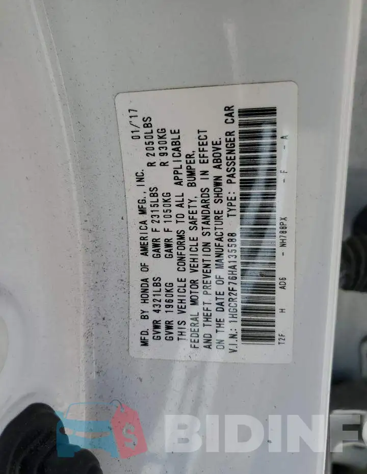1HGCR2F76HA135588 Photo# 12