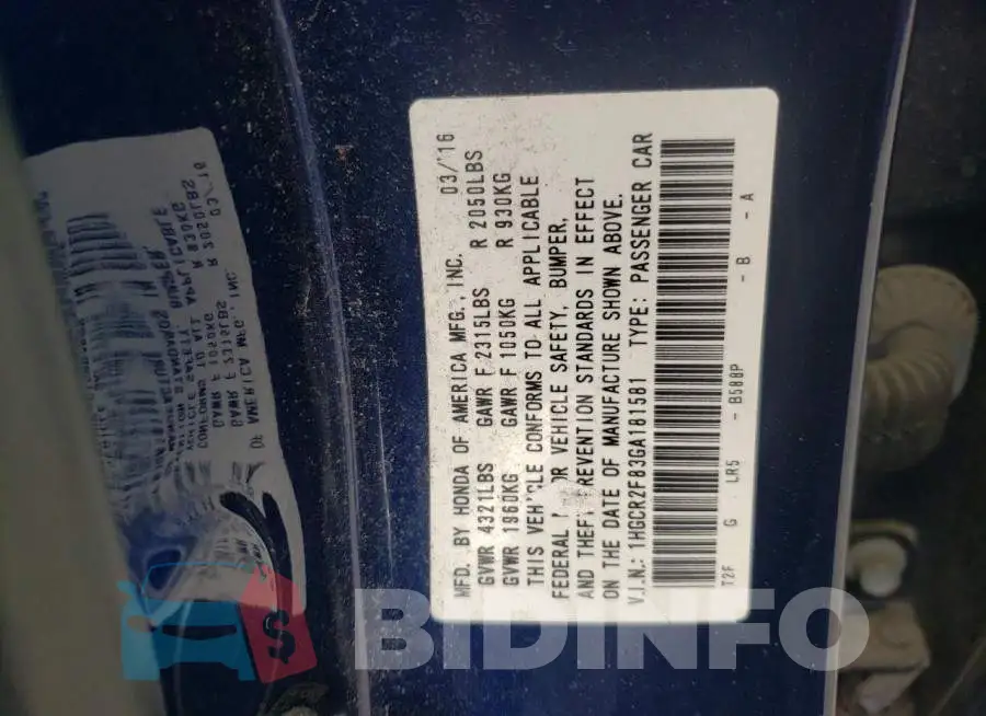 1HGCR2F83GA181581 Photo# 12