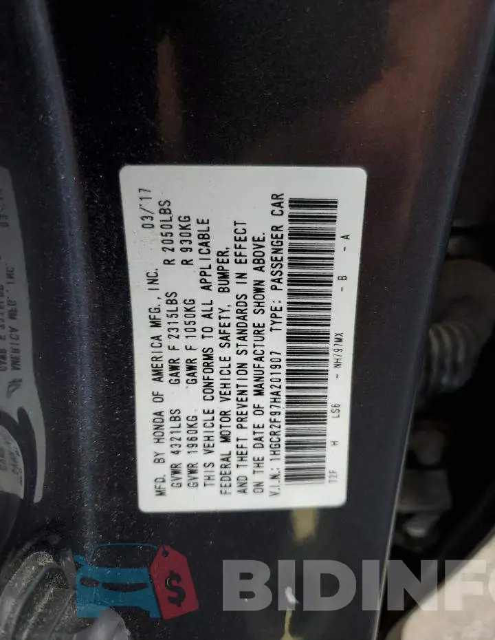 1HGCR2F97HA201907 Photo# 12