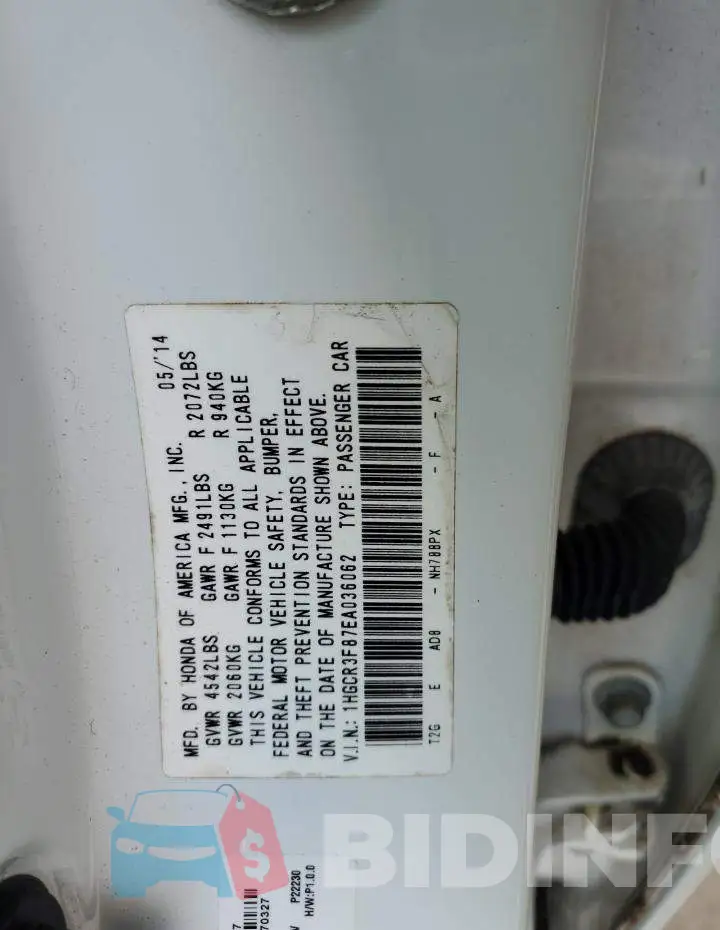 1HGCR3F87EA036062 Photo# 13
