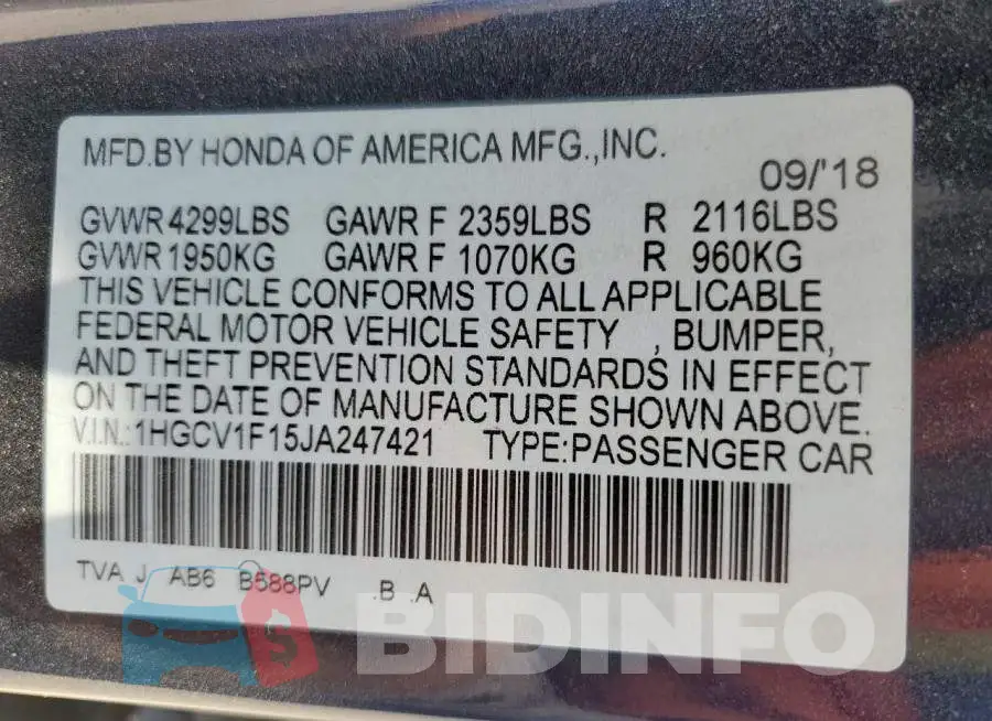 1HGCV1F15JA247421 Photo# 12