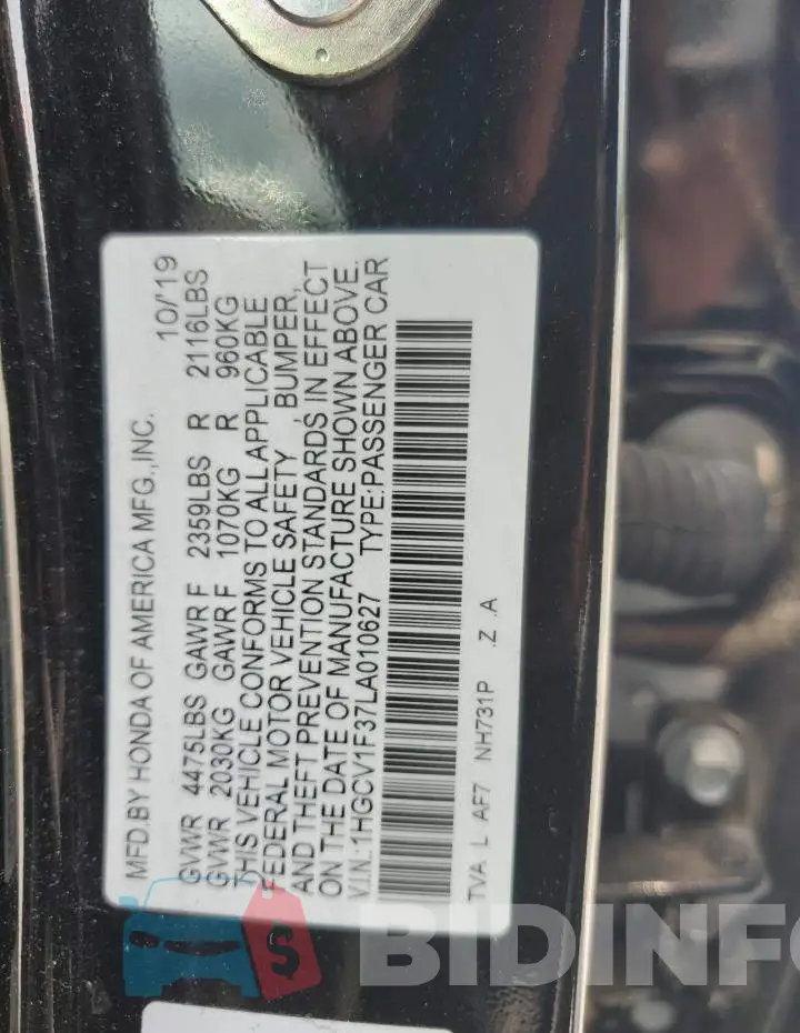 1HGCV1F37LA010627 Photo# 12