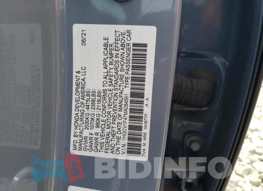 1HGCV1F47MA084561 Photo# 12