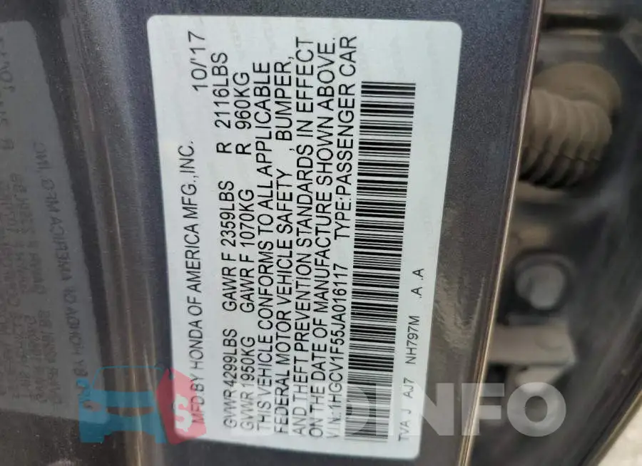 1HGCV1F55JA016117 Photo# 12