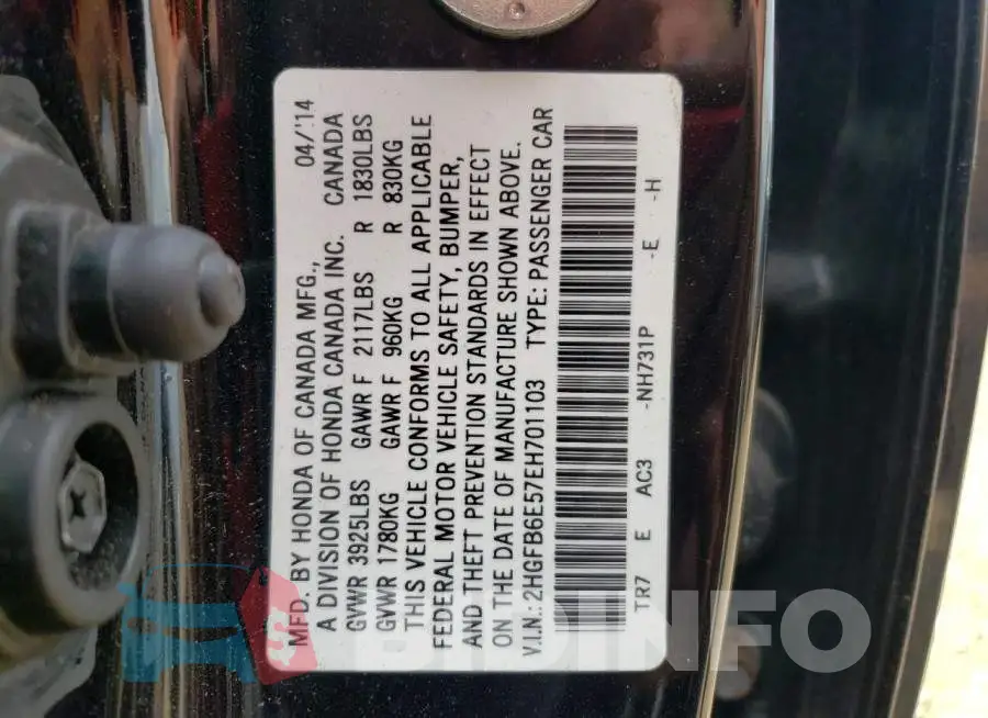 2HGFB6E57EH701103 Photo# 12
