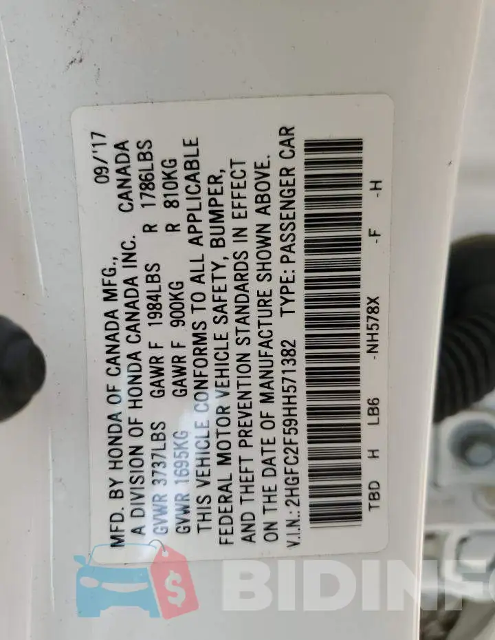 2HGFC2F59HH571382 Photo# 12