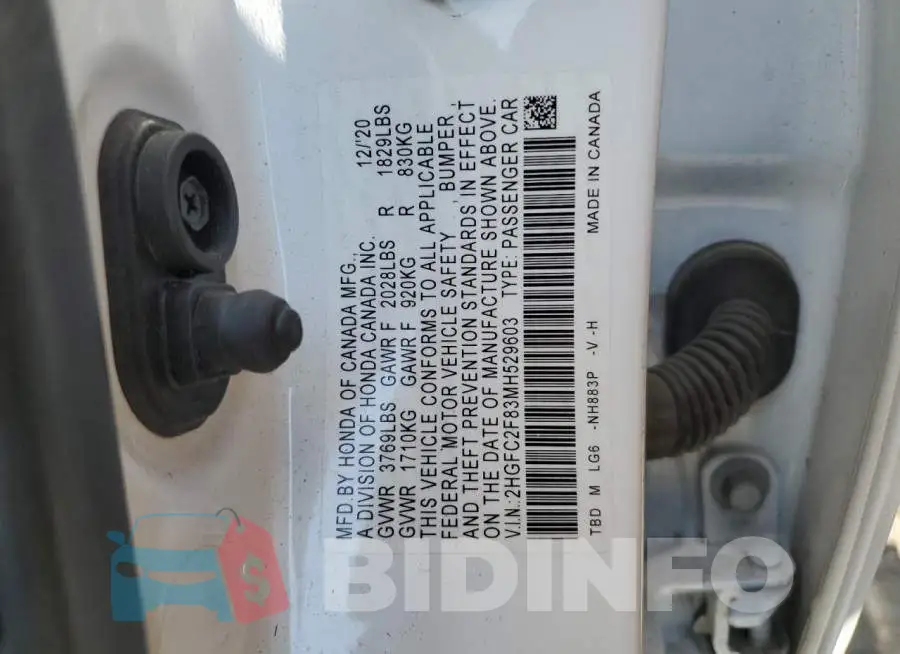2HGFC2F83MH529603 Photo# 12
