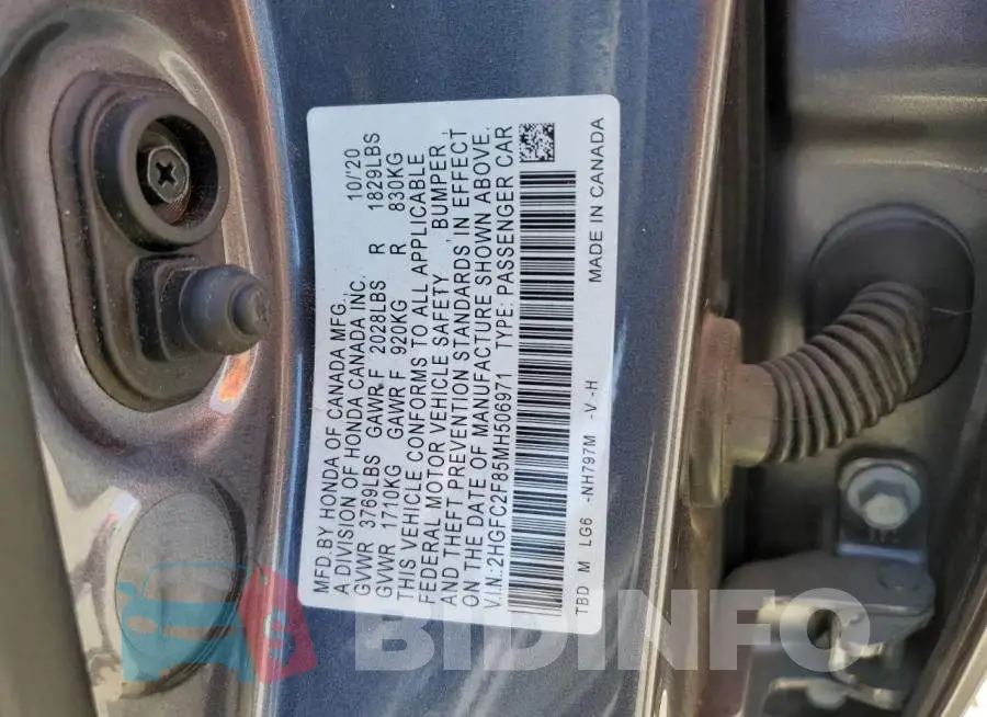 2HGFC2F85MH506971 Photo# 12