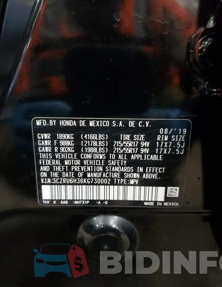 3CZRU6H36KG730002 Photo# 13