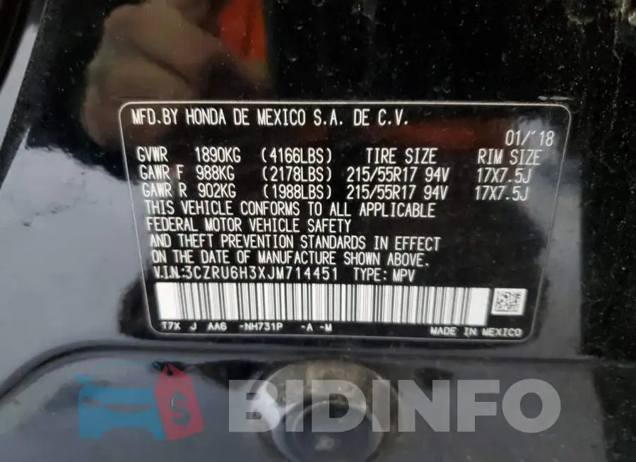 3CZRU6H3XJM714451 Photo# 14