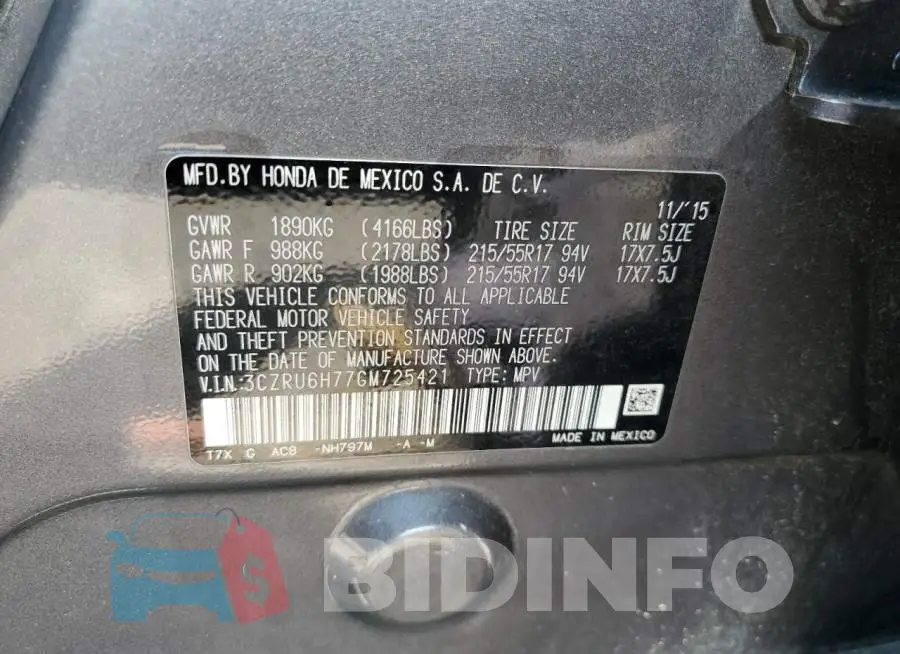 3CZRU6H77GM725421 Photo# 13