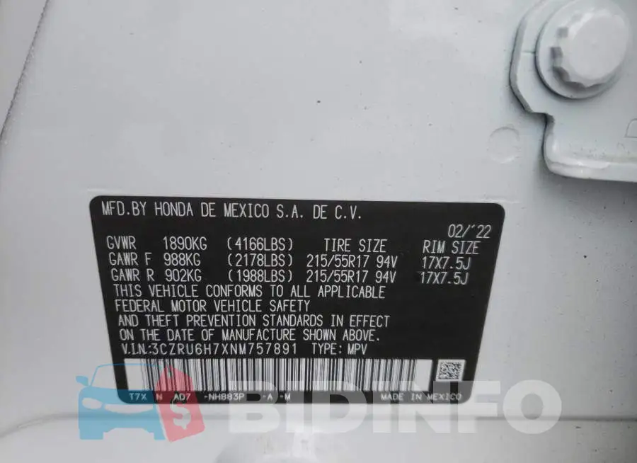 3CZRU6H7XNM757891 Photo# 12