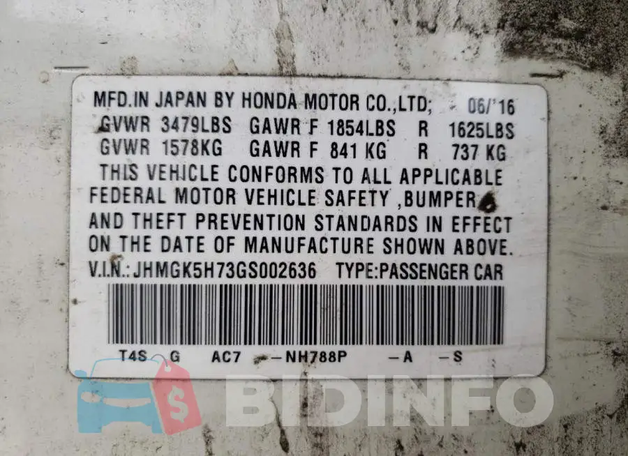 JHMGK5H73GS002636 Photo# 13