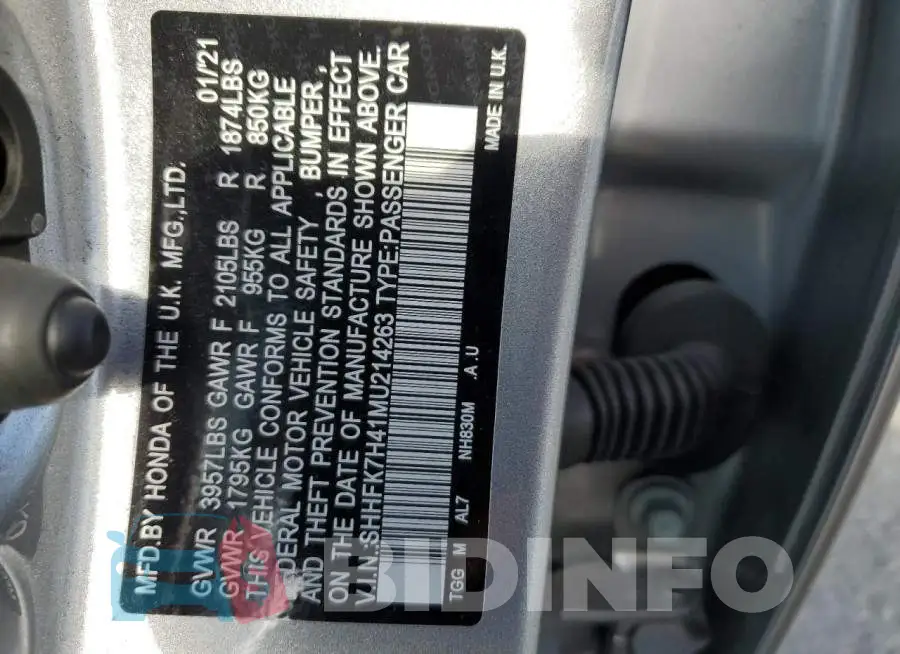SHHFK7H41MU214263 Photo# 13