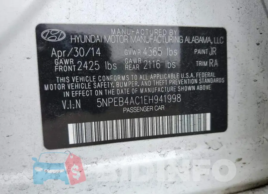 5NPEB4AC1EH941998 Photo# 12