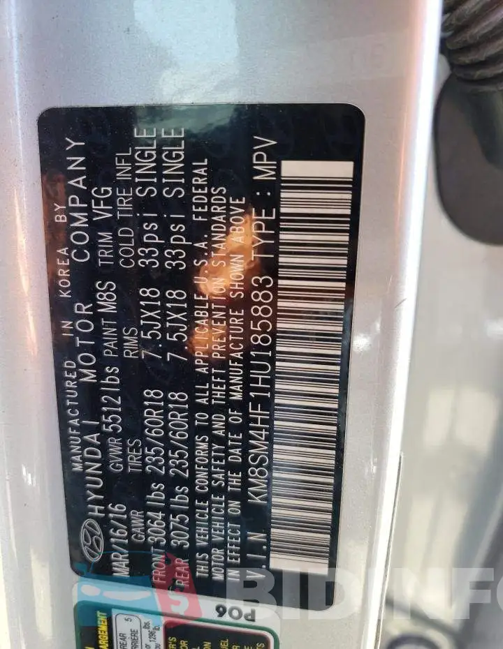KM8SM4HF1HU185883 Photo# 14