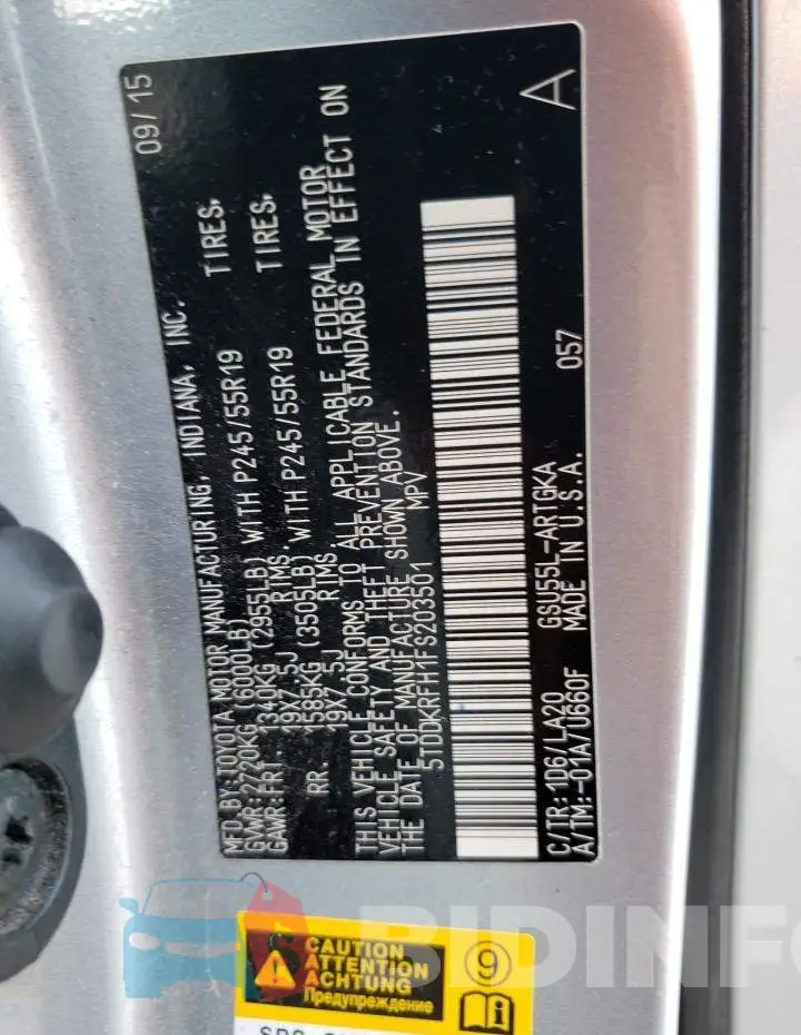 5TDDKRFH1FS203501 Photo# 14
