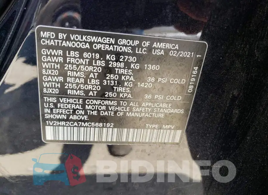 1V2HR2CA7MC568192 Photo# 12