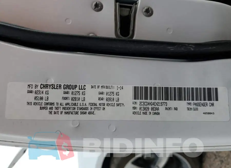 2C3CDXHG4EH219773 Photo# 13
