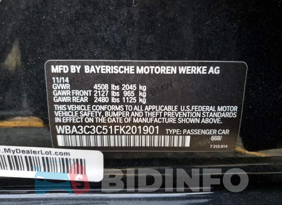 WBA3C3C51FK201901 Photo# 12