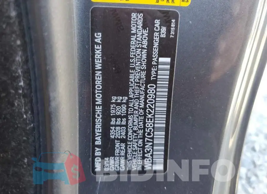 WBA3N7C58EK220980 Photo# 12