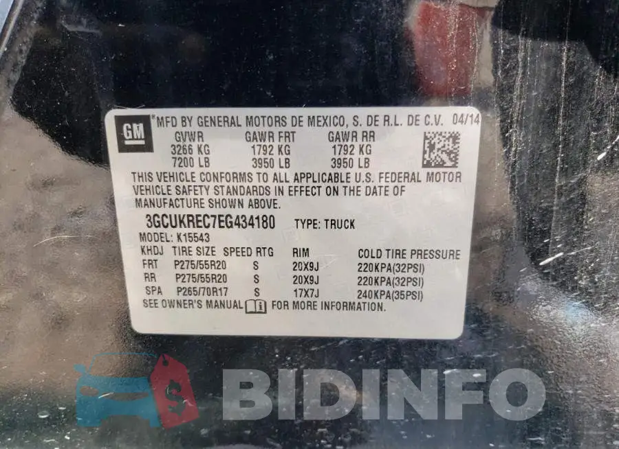 3GCUKREC7EG434180 Photo# 12