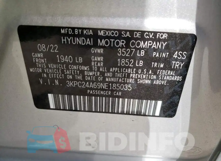 3KPC24A69NE185035 Photo# 12