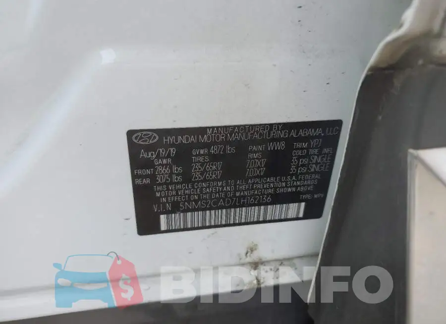 5NMS2CAD7LH162136 Photo# 13