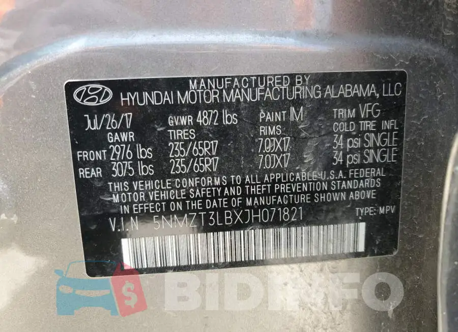 5NMZT3LBXJH071821 Photo# 12