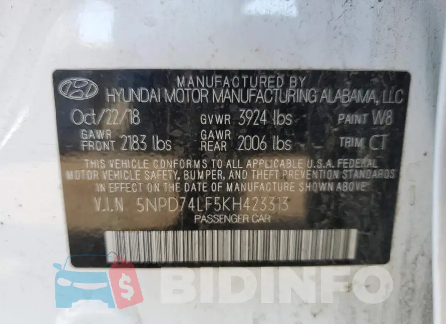 5NPD74LF5KH423313 Photo# 12