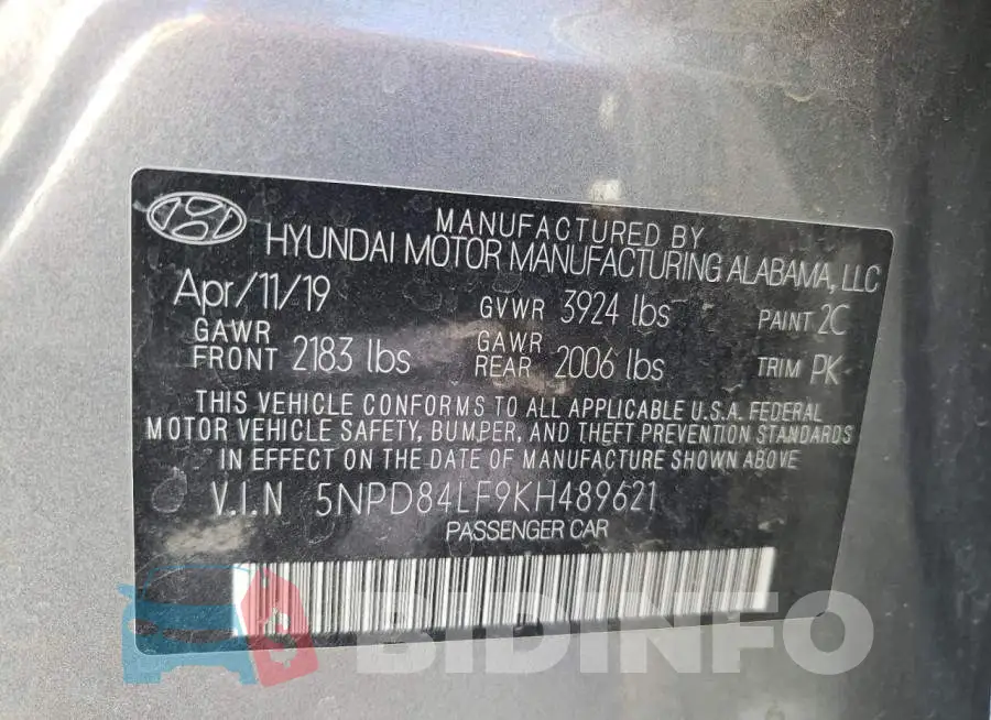 5NPD84LF9KH489621 Photo# 13