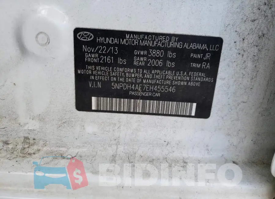 5NPDH4AE7EH455546 Photo# 12