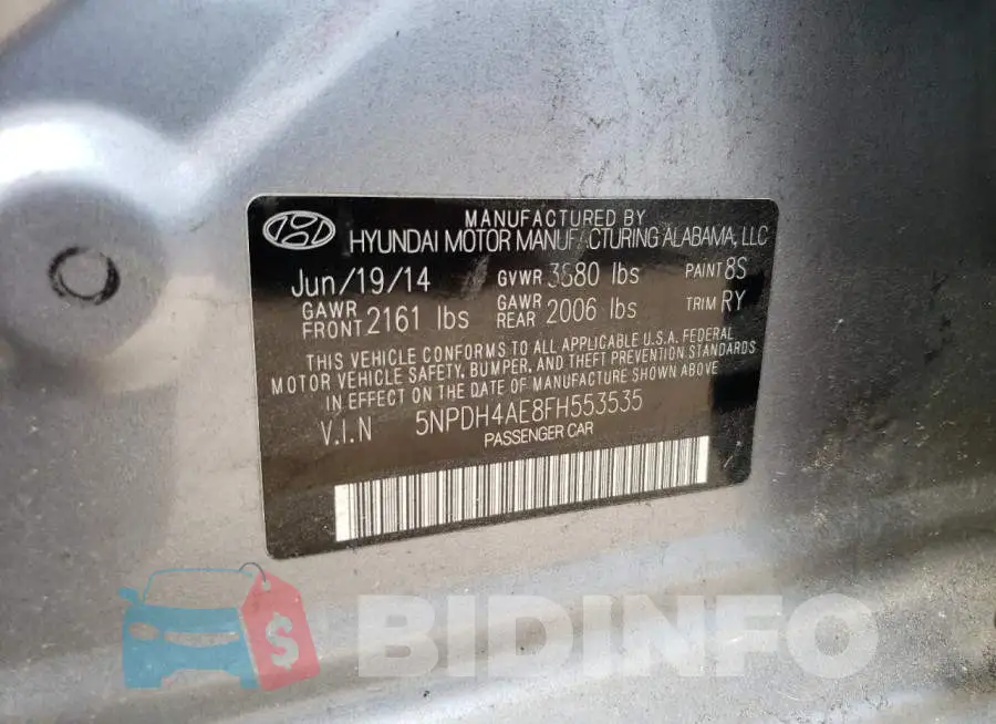 5NPDH4AE8FH553535 Photo# 12