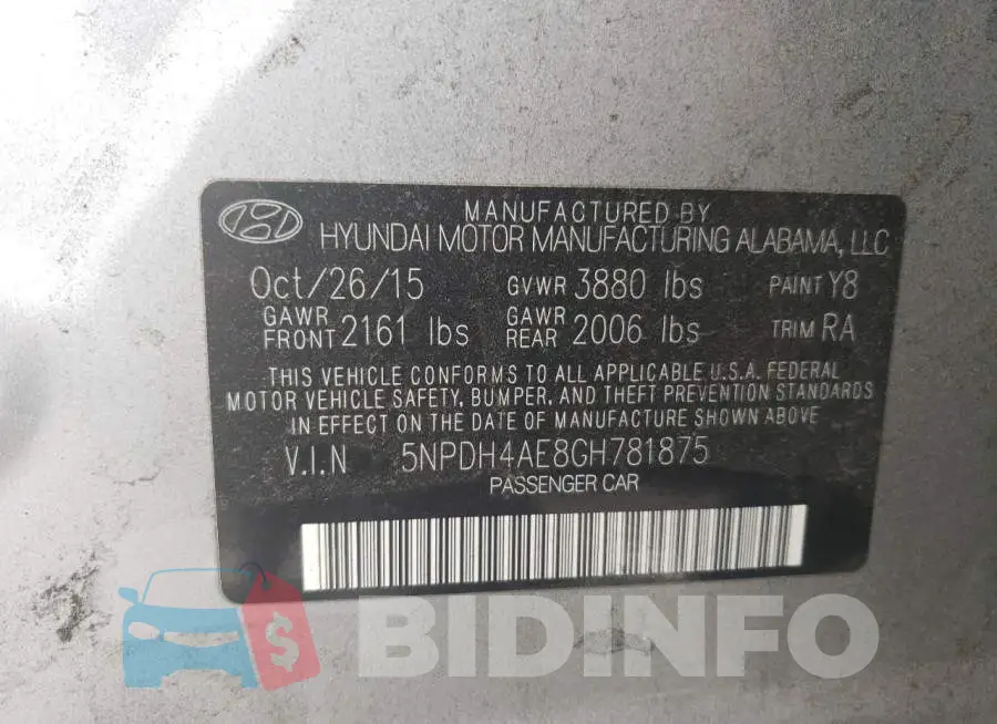 5NPDH4AE8GH781875 Photo# 12