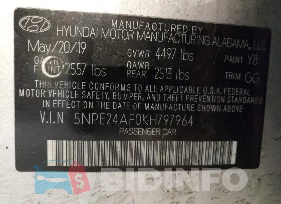 5NPE24AF0KH797964 Photo# 13