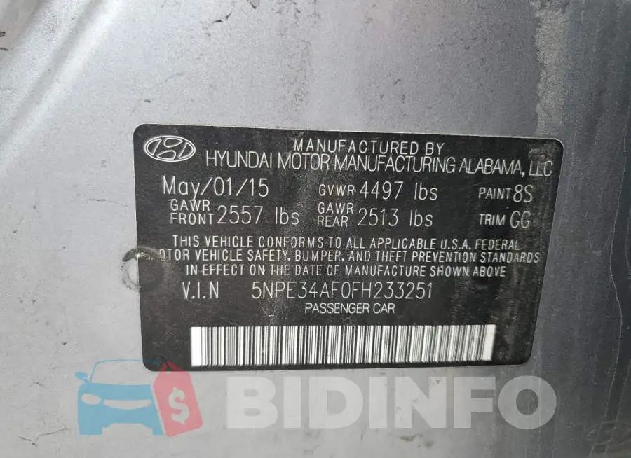 5NPE34AF0FH233251 Photo# 12