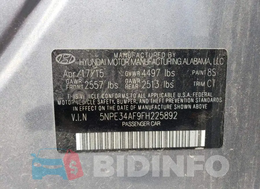5NPE34AF9FH225892 Photo# 12
