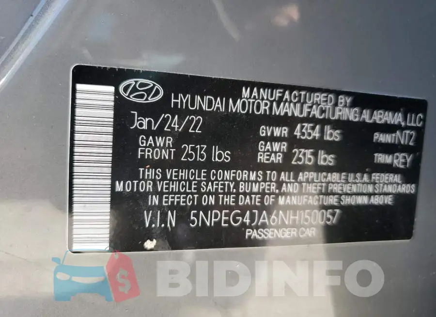 5NPEG4JA6NH150057 Photo# 12