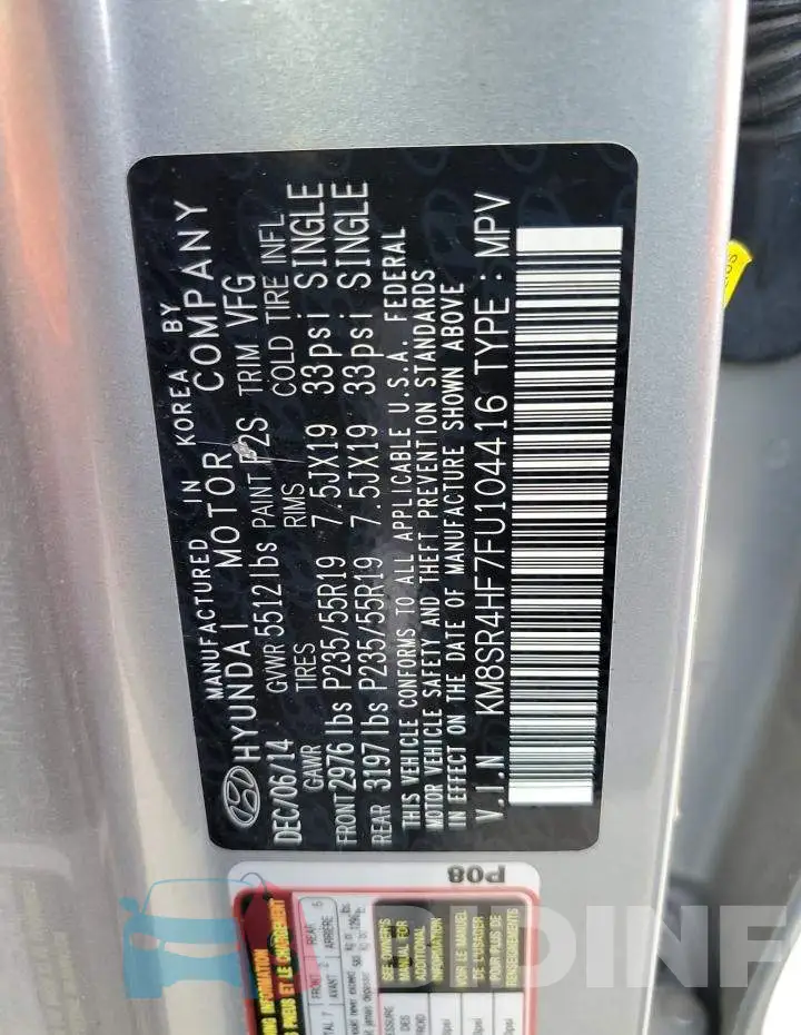 KM8SR4HF7FU104416 Photo# 13