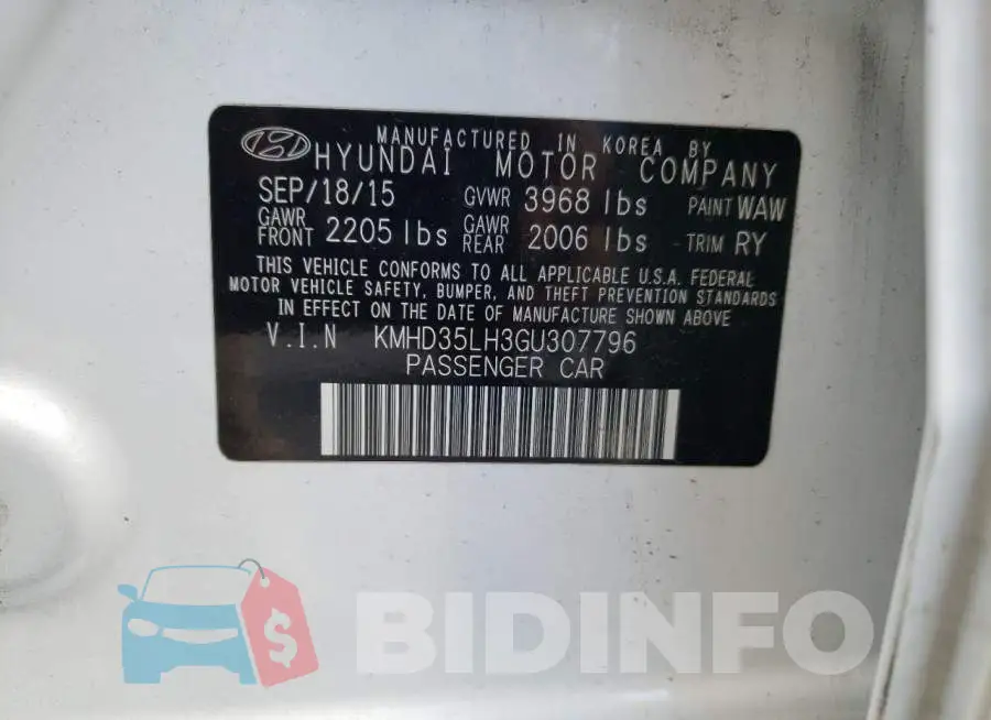 KMHD35LH3GU307796 Photo# 12