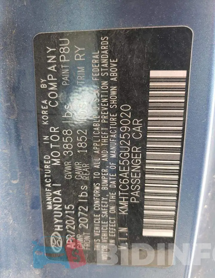 KMHTC6AE5GU259020 Photo# 13