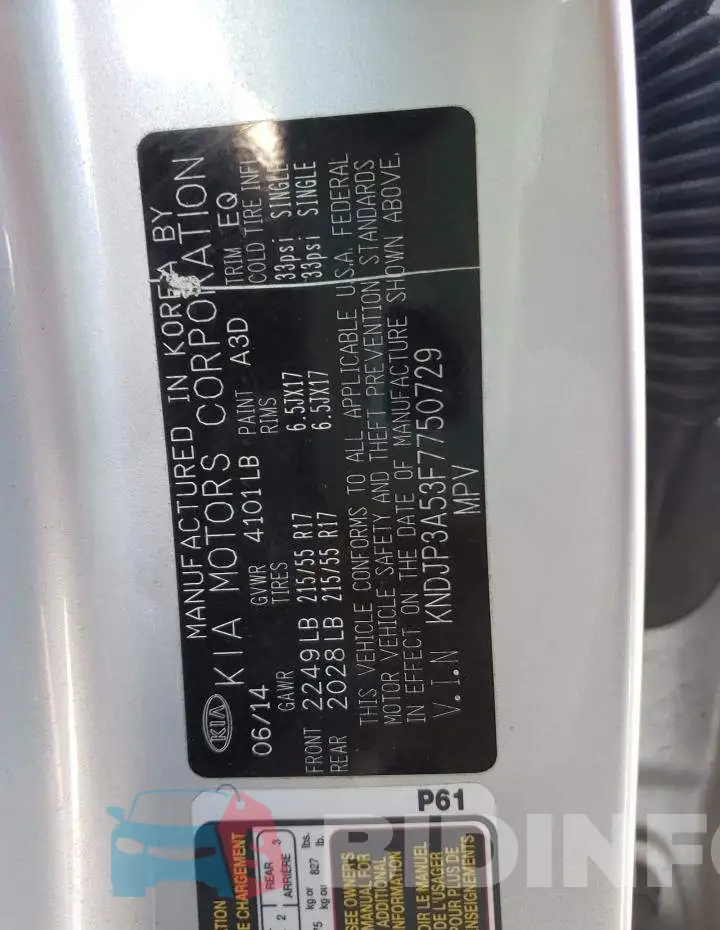KNDJP3A53F7750729 Photo# 13