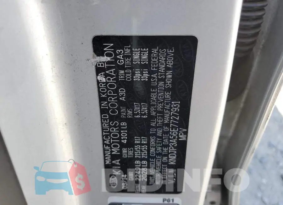 KNDJP3A56E7727931 Photo# 12