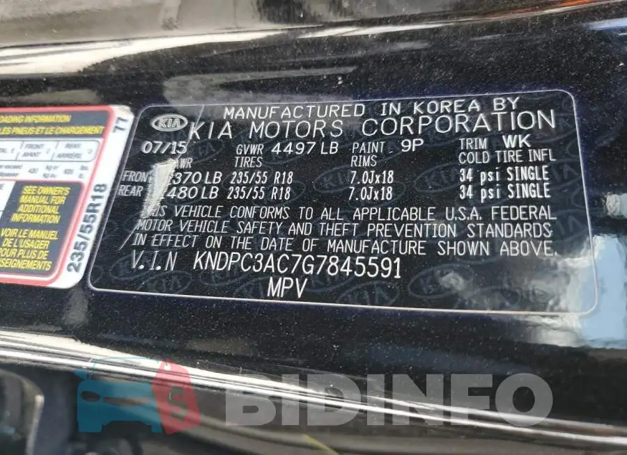 KNDPC3AC7G7845591 Photo# 13