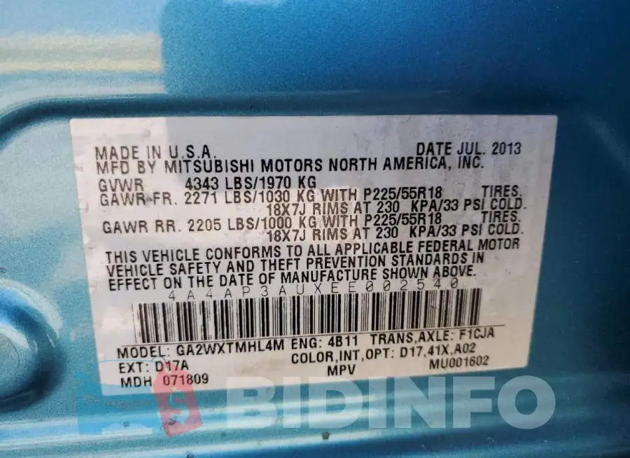 4A4AP3AUXEE002540 Photo# 13