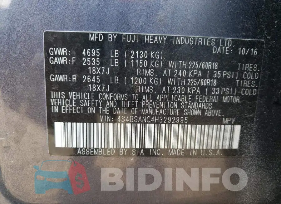 4S4BSANC4H3292995 Photo# 13