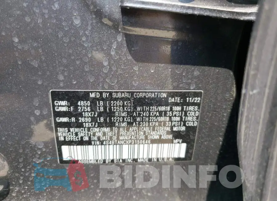 4S4BTANCXP3150646 Photo# 13