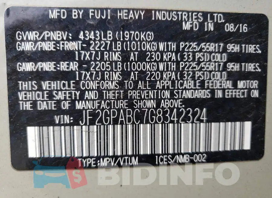 JF2GPABC7G8342324 Photo# 12