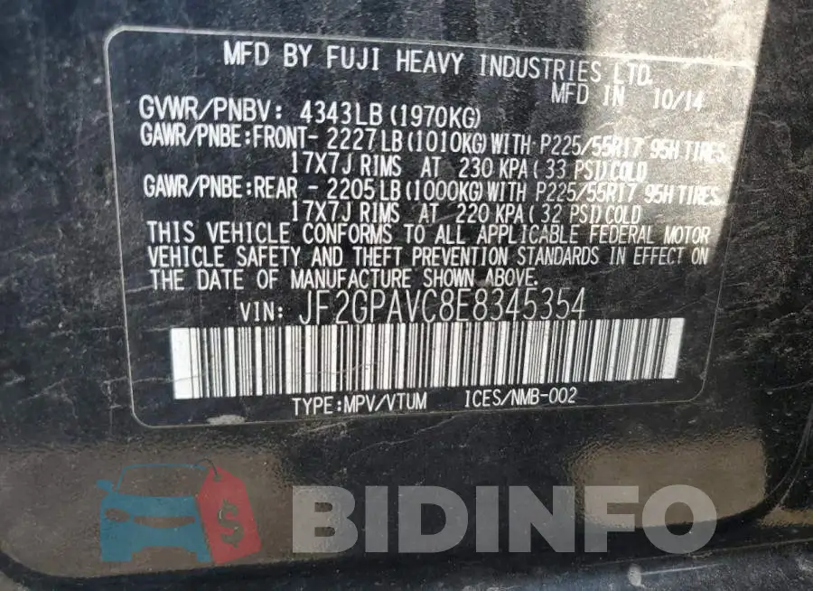 JF2GPAVC8E8345354 Photo# 13